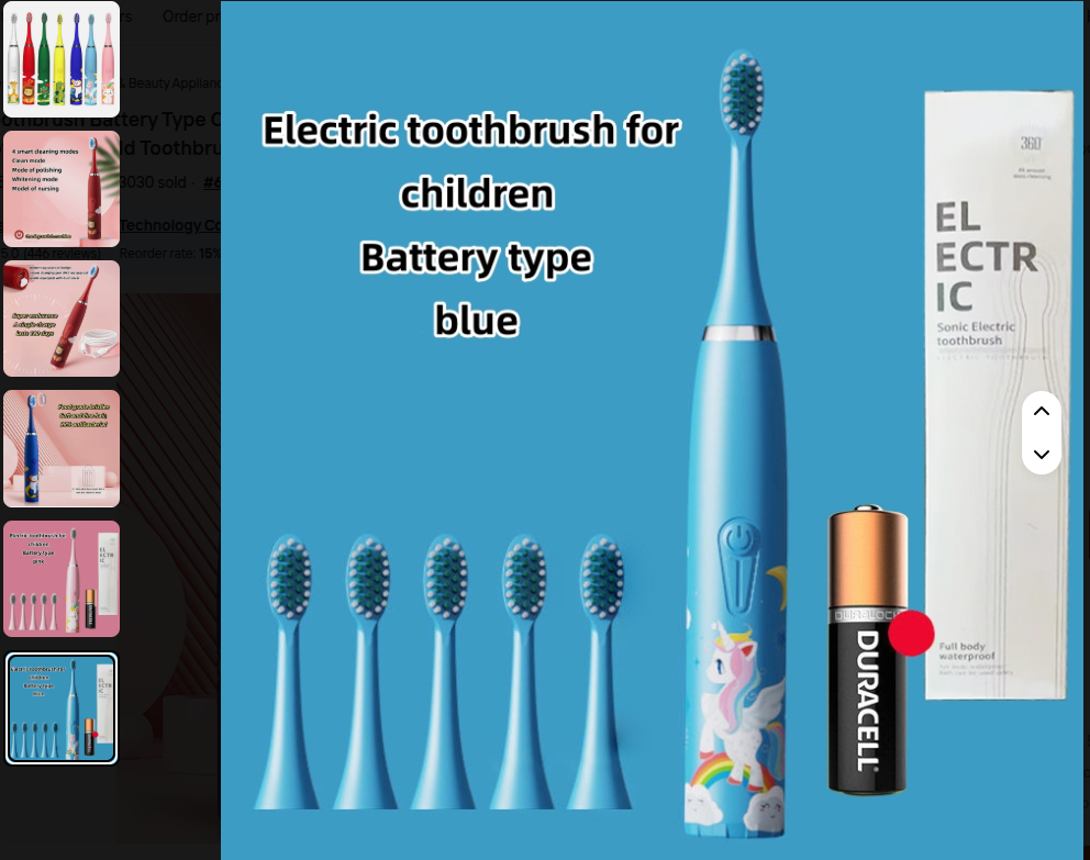 Electric Toothbrush Battery Type Cartoon Smart Children Toothbrush for 3-15 years Old Waterproof